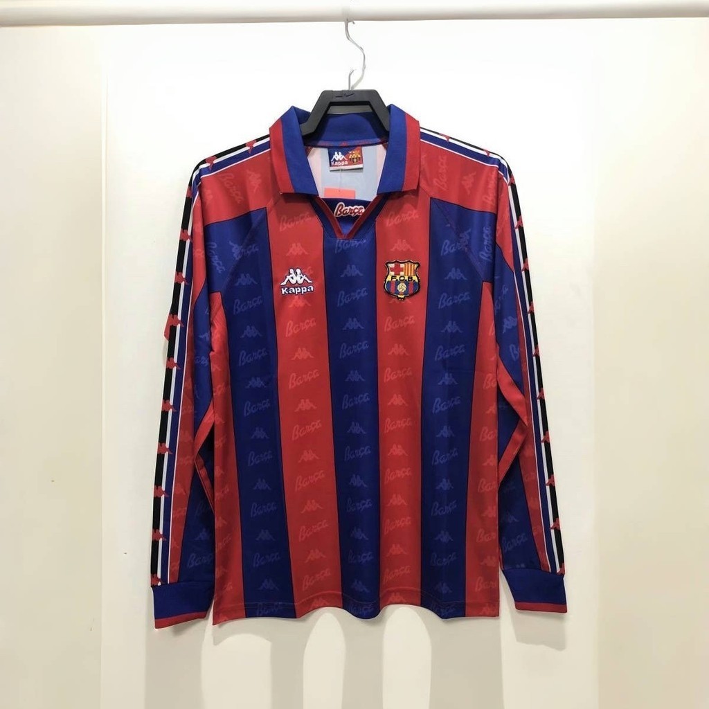96/97 Barcelona Rumah Klasik Retro Peringatan Seragam Sepak Bola Olahraga Bordir Jersey Kustom