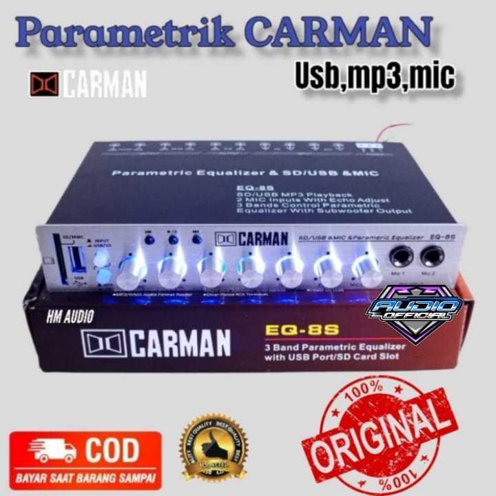 Parametrik CARMAN EQ-8S Pre Amp USB + Mic Karaoke / Equalizer Audio Mobil Original