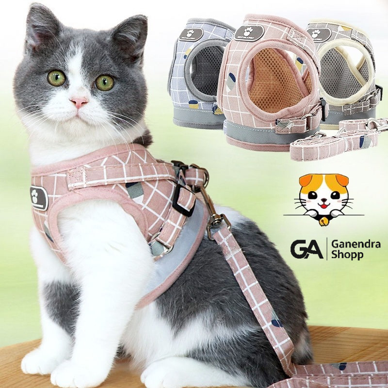 Tali kucing harness anjing kucing tali tuntun kucing tali kucing harness kucing rompi baju kucing