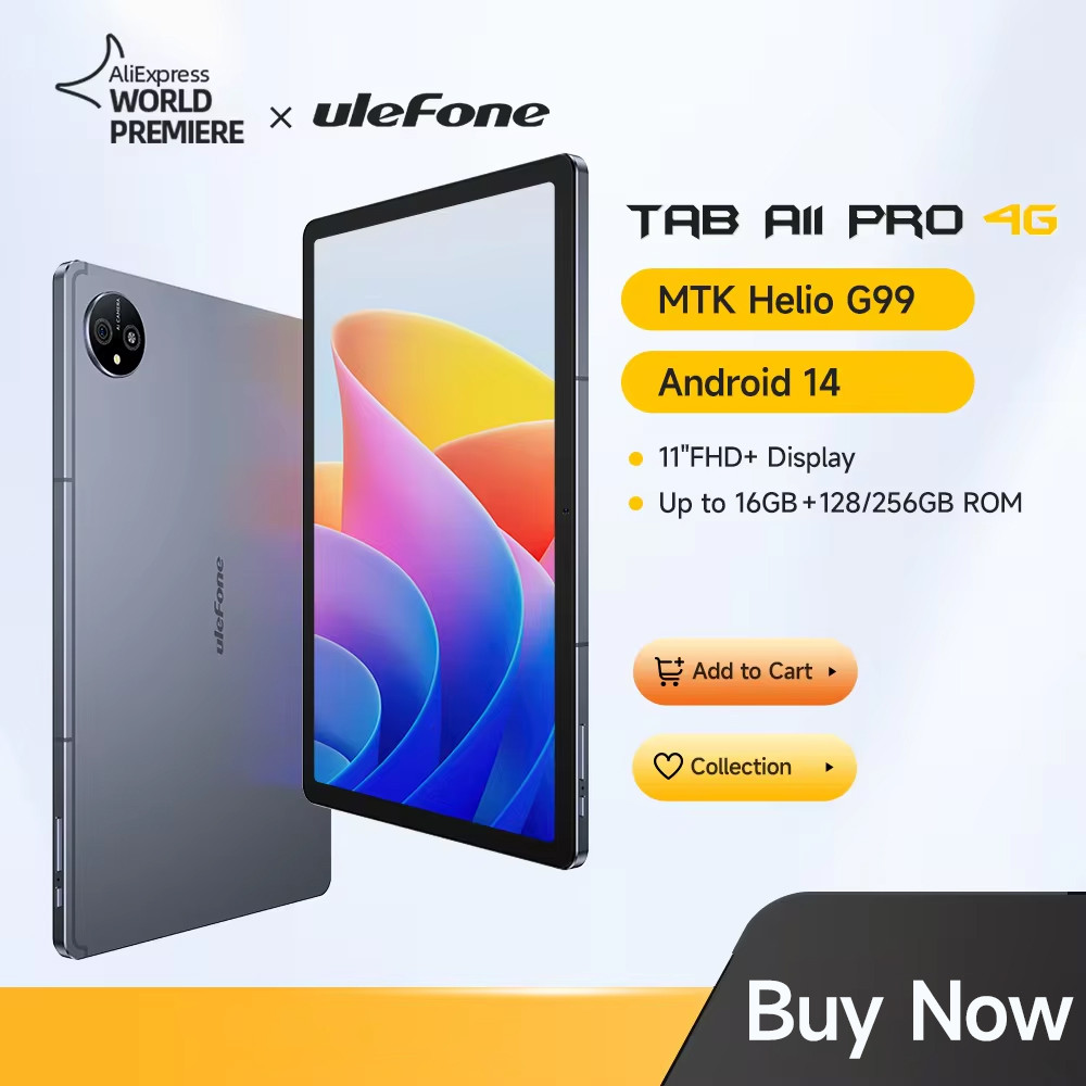Ulefone Tab A11 Pro Tablet  16GB RAM (8+8) 128GB/256GB ROM 11‘’ MTK Helio G99 Android 14 8800mAh 4G 