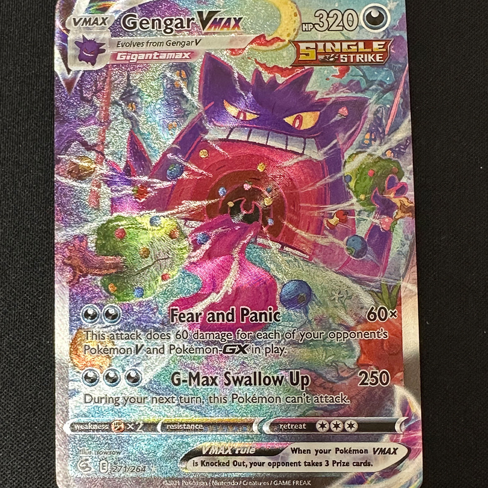 PTCG Game Collection Cards 63*88mm Anime Gengar VMAX Swallow Up English Version Refractive Colorful 