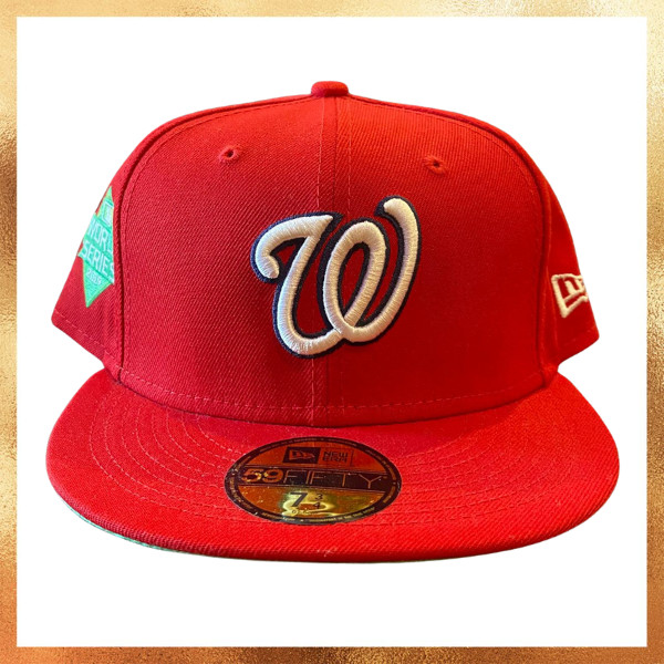 Topi New Era MLB Washington Nationals World Series 2019 Patch Red 59FIFTY Baseball Fitted Hat Origin