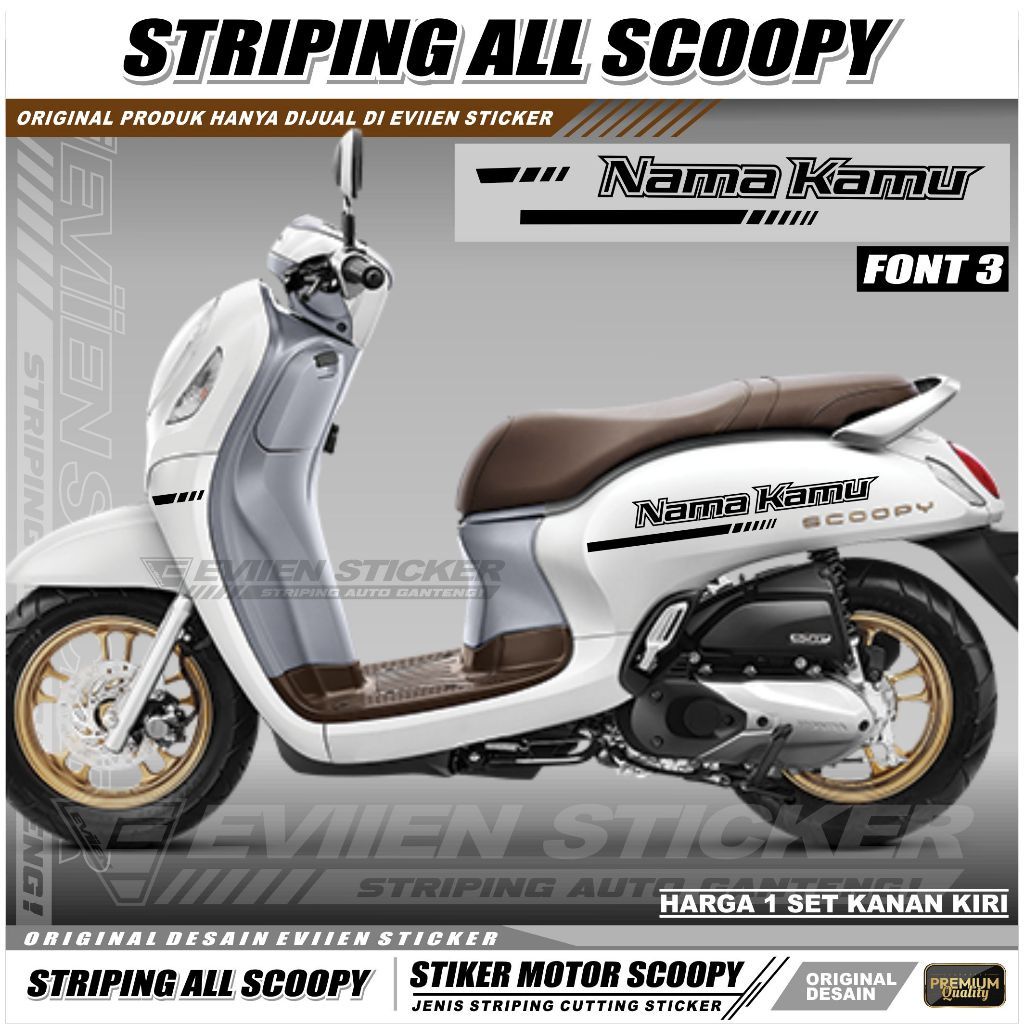 evin.sticker Striping Motor Semua Type Scoopy Bebas Request/Custom Nama Stiker Scoopy Sc-Nama