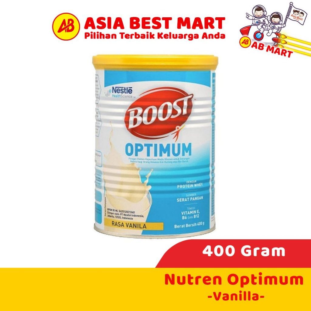 Nutren Boost Optimum Vanilla 400 Gr Susu Dewasa Nutrisi Gizi Lengkap Protein Whey Bebas Laktosa - AS