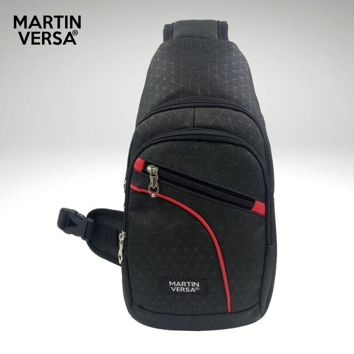 Martin Versa Tas Cowok CH5 EVOX Tas Selempang Tahan Air Pria Hitam Pinggang Waistbag - HITAM