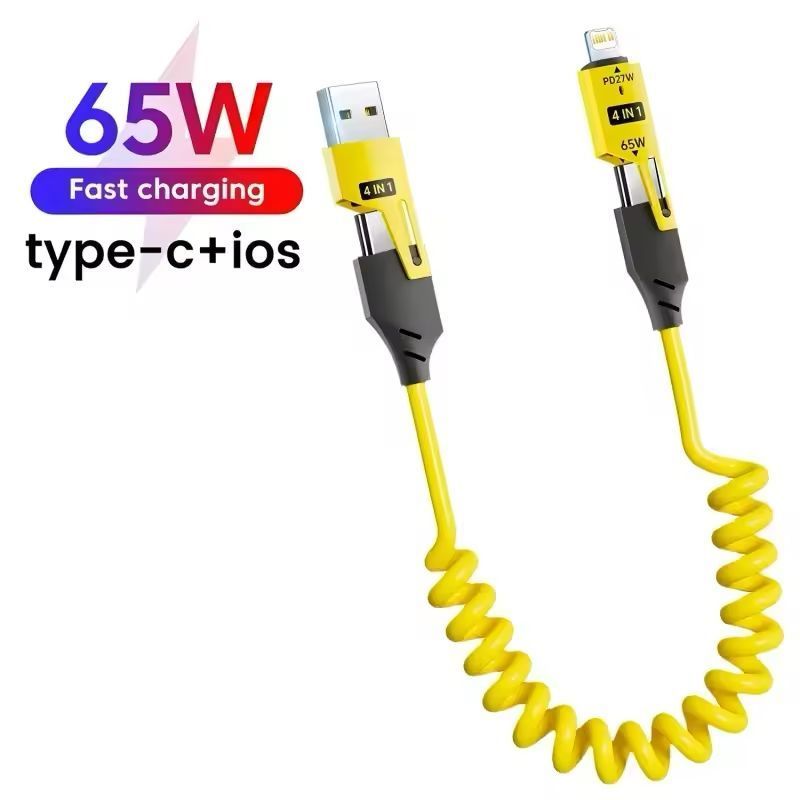 Kabel Data 1.5M High 4in1 Power Universal Fast Charging Cable 65W USB Type-C to Lightning Data Cable