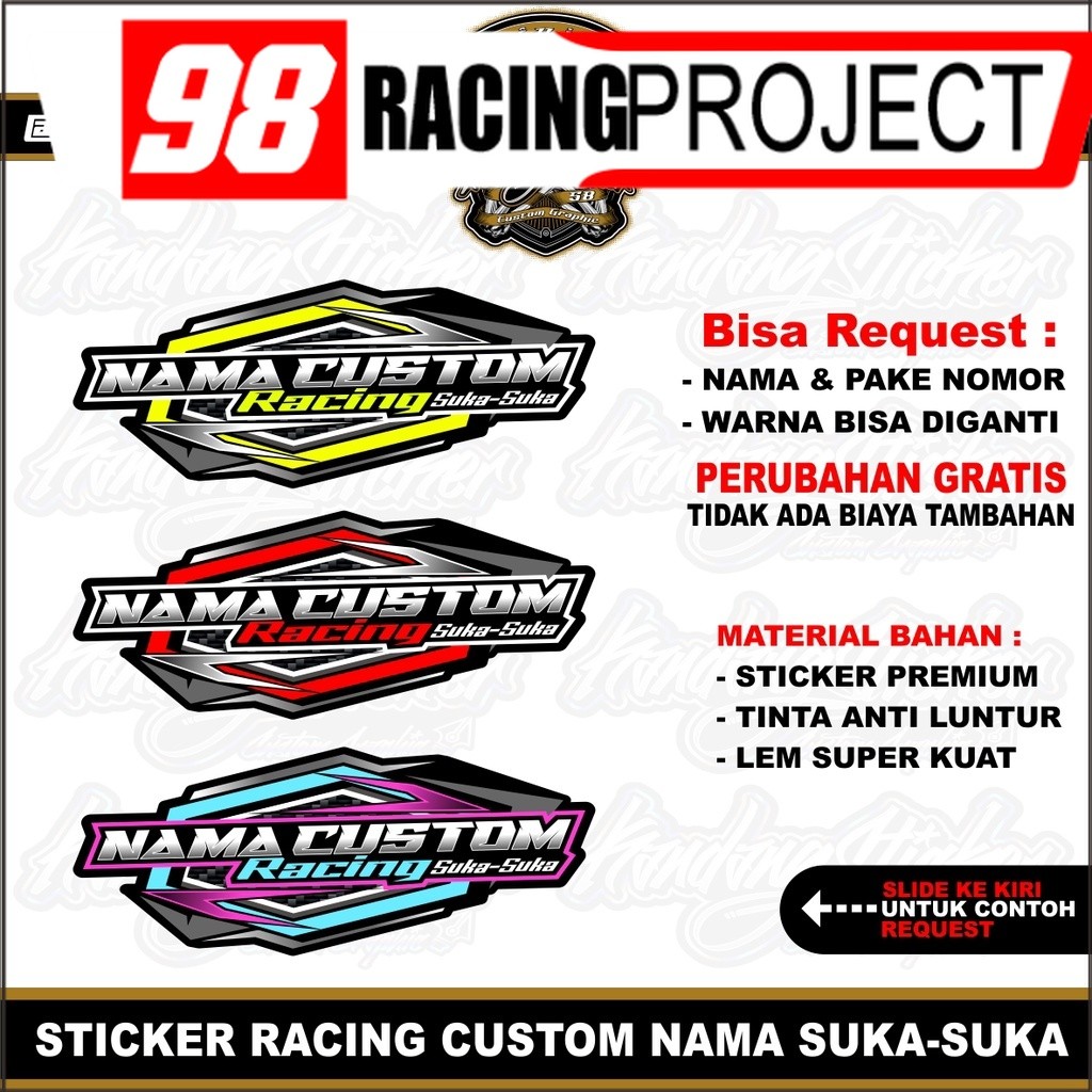 Stiker Racing Custom Satuan Nama Suka Suka Sticker Custom Stiker Timbul Sticker Motor Stiker Toko St