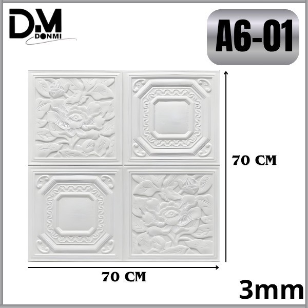 Wallpaper Dinding 3D Foam Donmi Motif Bunga Ukir 70x70cm Anti Lembab Ruang Tamu Minimalis