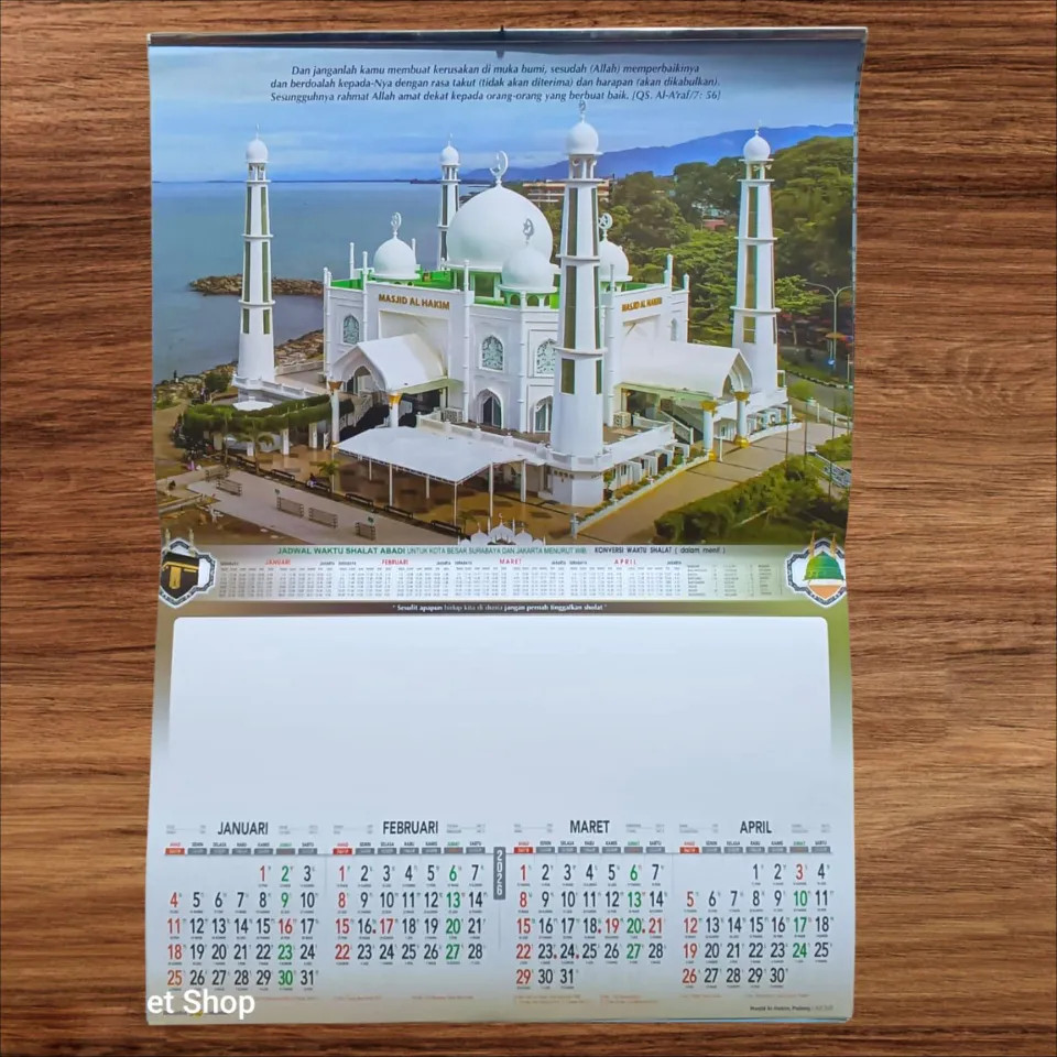 PTS KALENDER DINDING 2026 GAMBAR MASJID ISLAMI HIJRIAH LENGKAP ( nasional, jawa, hijriyah )