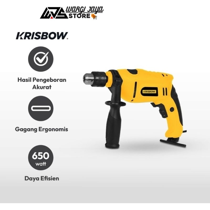 ORIGINAL KRISBOW IMPACT DRILL SET BOR MESIN LISTRIK 13 MM 500 watt