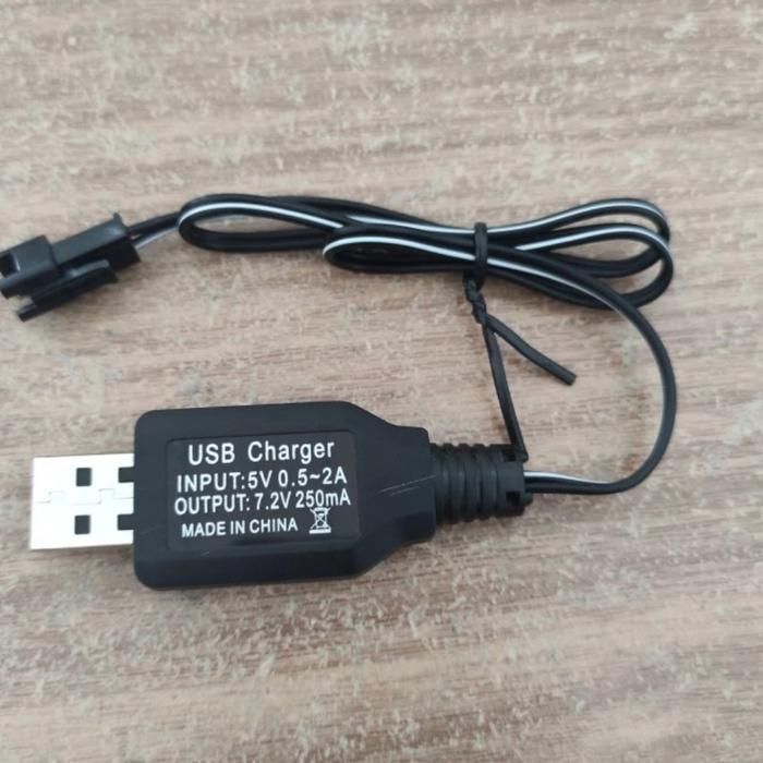 USB CHARGER / KABEL CHARGER USB BATERAI RC 7,2V 250mA SOKET HITAM by Mixmaxtoys