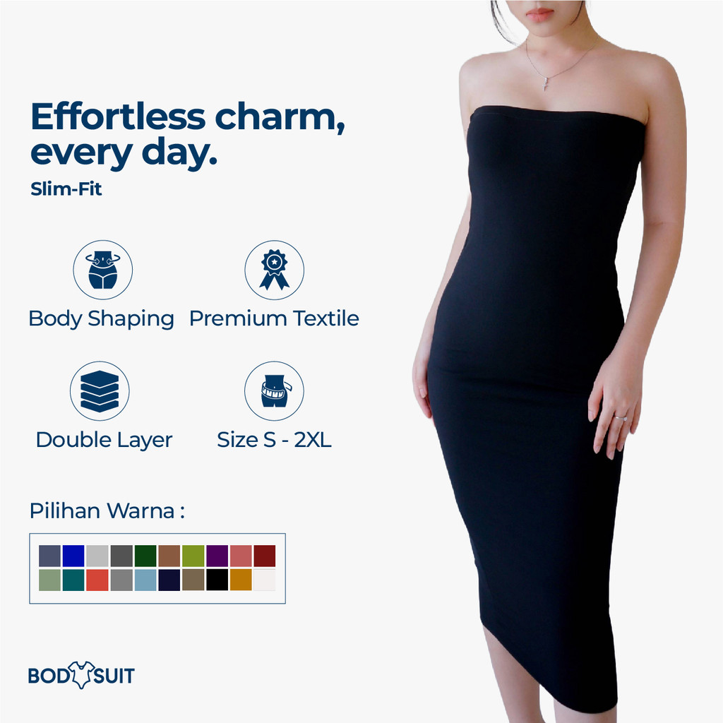 BODYSUIT Ximena Midi Dress Spandek Bodycon Wanita | midi dress polos | midi dress tube