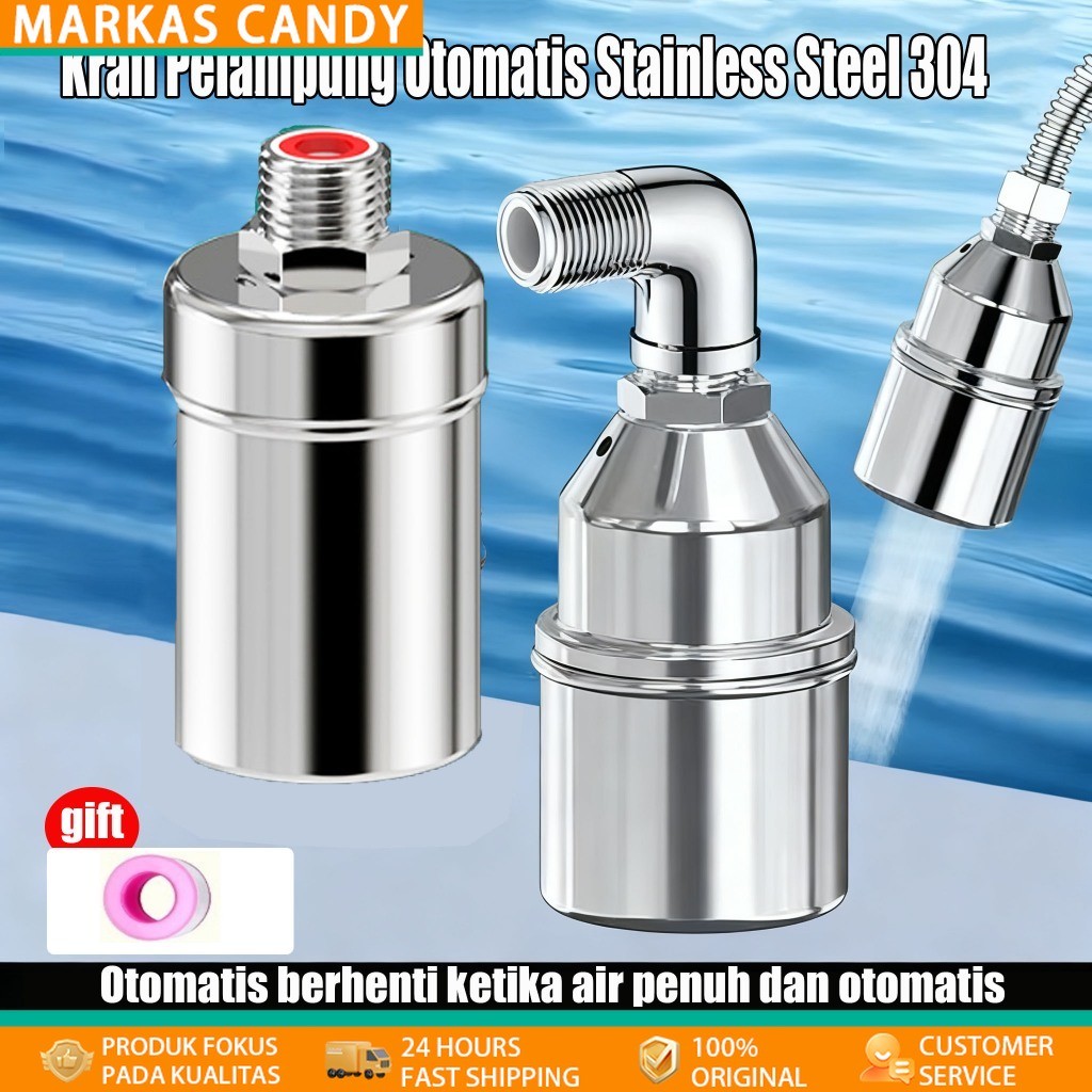 Kran Pelampung Otomatis Stainless Steel 304-Katup Pengontrol Level Air untuk Tangki,Toren,Tandon&Kol