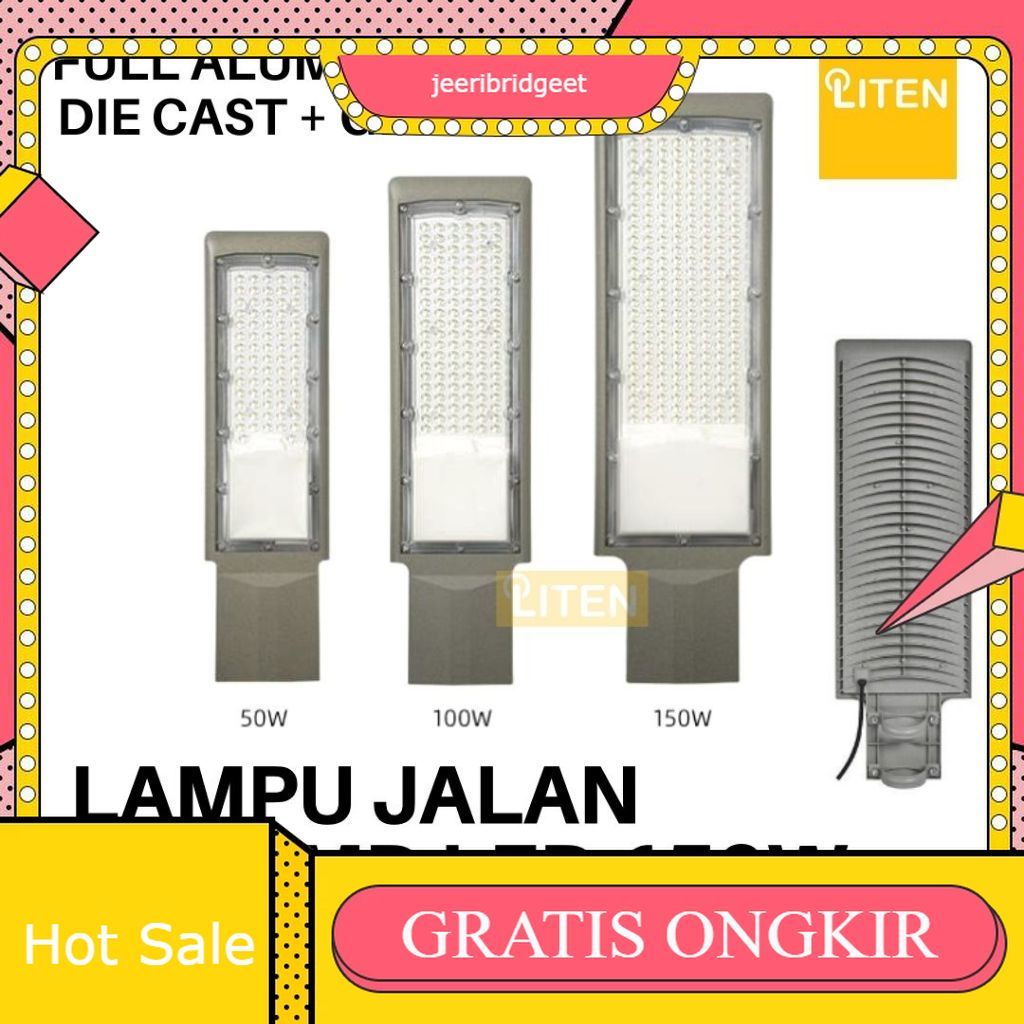 Lampu Jalan PJU LED Kap Sorot Tembak 50 100 150 W WATT Lampu Sorot SMD Penerangan Jalan Outdoor Anti