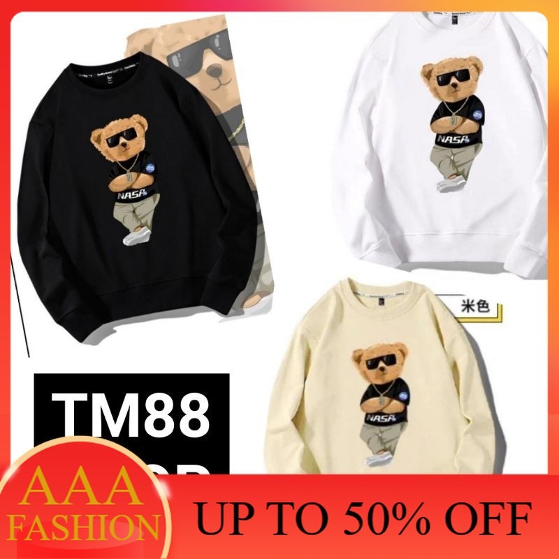 AAA FASHION Sweater NASA BEAR Crewneck Printing Sablon Babyterry BERUANG