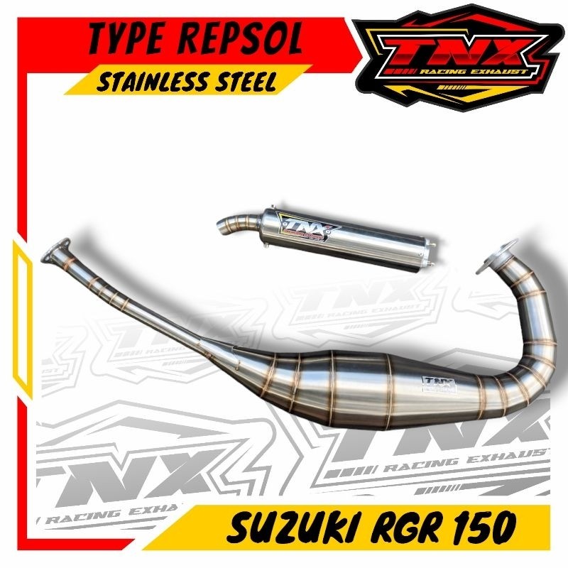 Knalpot Suzuki RGR 150 Repsol Full Stainless TNX Racing Exhaust Original