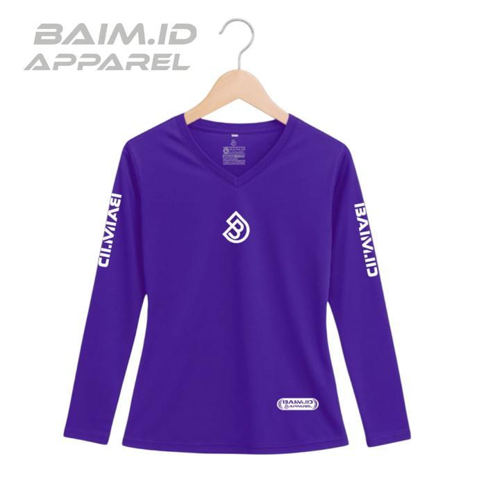 Baju Olahraga Wanita Muslim Lengan Panjang Kaos Running Lari Gym Senam Bulu Tangkis Polos Tunik - UN