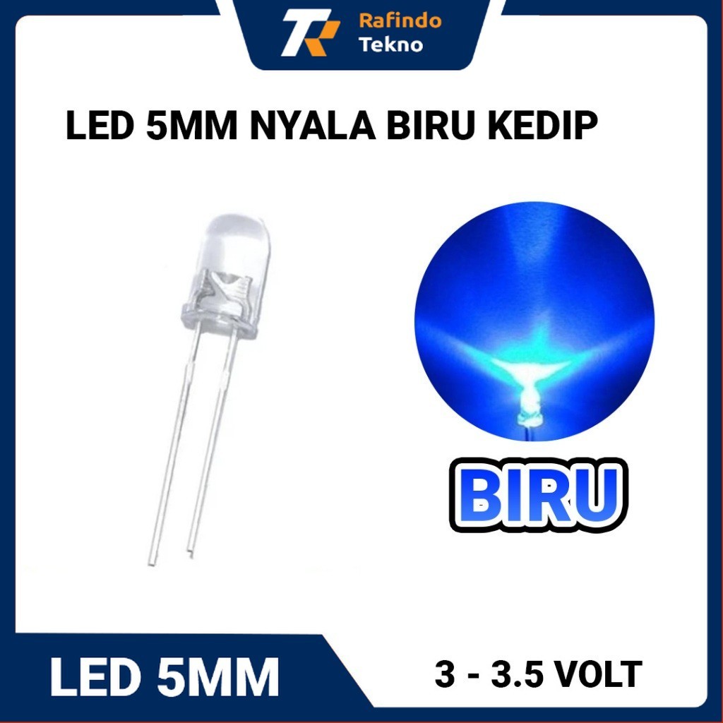 LED 5mm Nyala Kedip Biru - 1 Warna