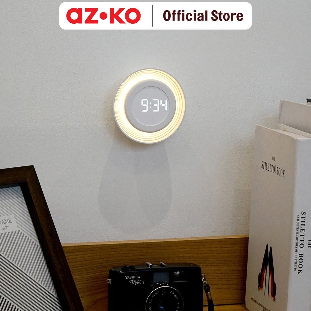 AZKO Forhom Jam Digital Sensor Night Light - Putih Desk Clock Jam Aesthetic Dekorasi Meja Hiasan Rum