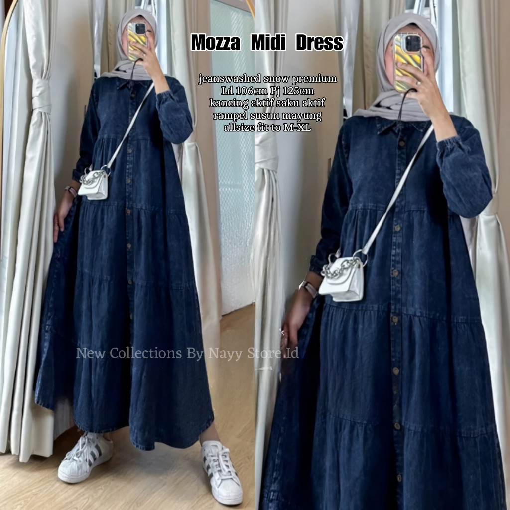 Zahra~Dahlia Midi Dress Jeans Korean Style Wanita Terbaru 2025 Long Dress Gamis Import Terbaru Kekin