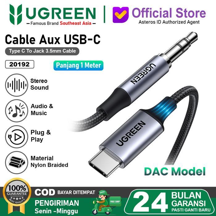 WAVEBOX UGREEN Kabel AUX Audio iPhone MFI Lightning To Jack 3.5mm, Type C To Jack 3.5mm - 20192 Type