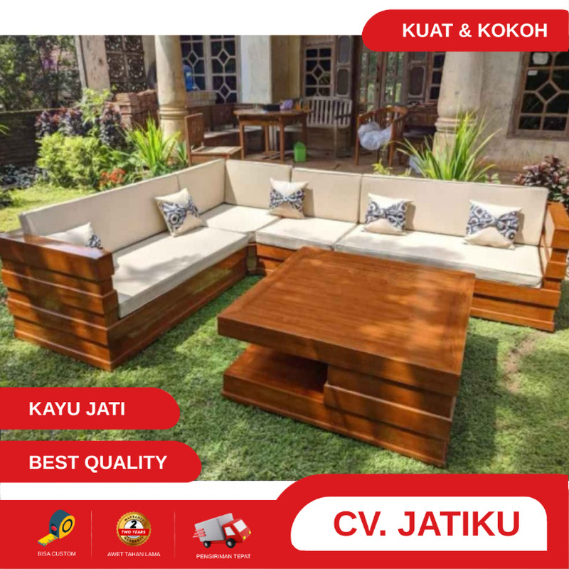 kursi tamu sudut, kursi sudut kayu jati , kursi sudut box plus busa minimalis kursi tamu terlaris