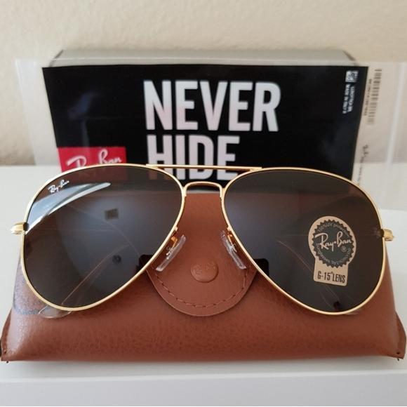 Kacamata Original Raybn Aviator RB3026 Gold Frame Brown Lens