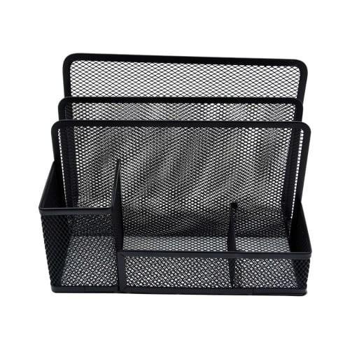 Tempat Buku & Alat Tulis Kantor Organizer Meja Kerja Besi Jaring_Hitam