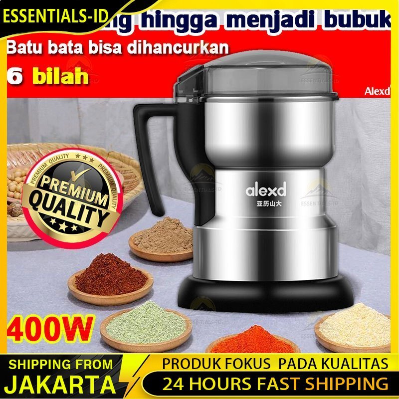 Ready Batu bata bisa pecah Alexd Mesin bubuk tepung Penggiling kopi 400g Grinder Herbal Biji Kacang 