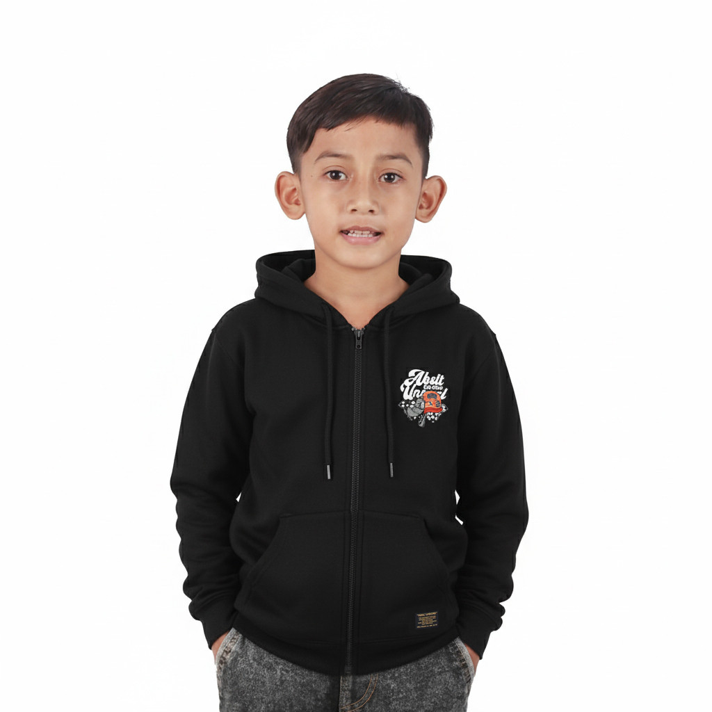 308 ABSLTUNSCRD - ZIP HOODIE KIDS WOLF RACING - BLACK