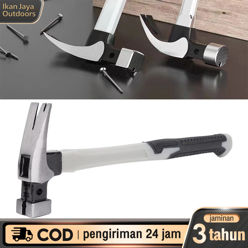 Palu Kambing Magnet Multifungsi Palu Paku Baja Tahan Karat Square Head Kepala Bulat Pegangan Serat A