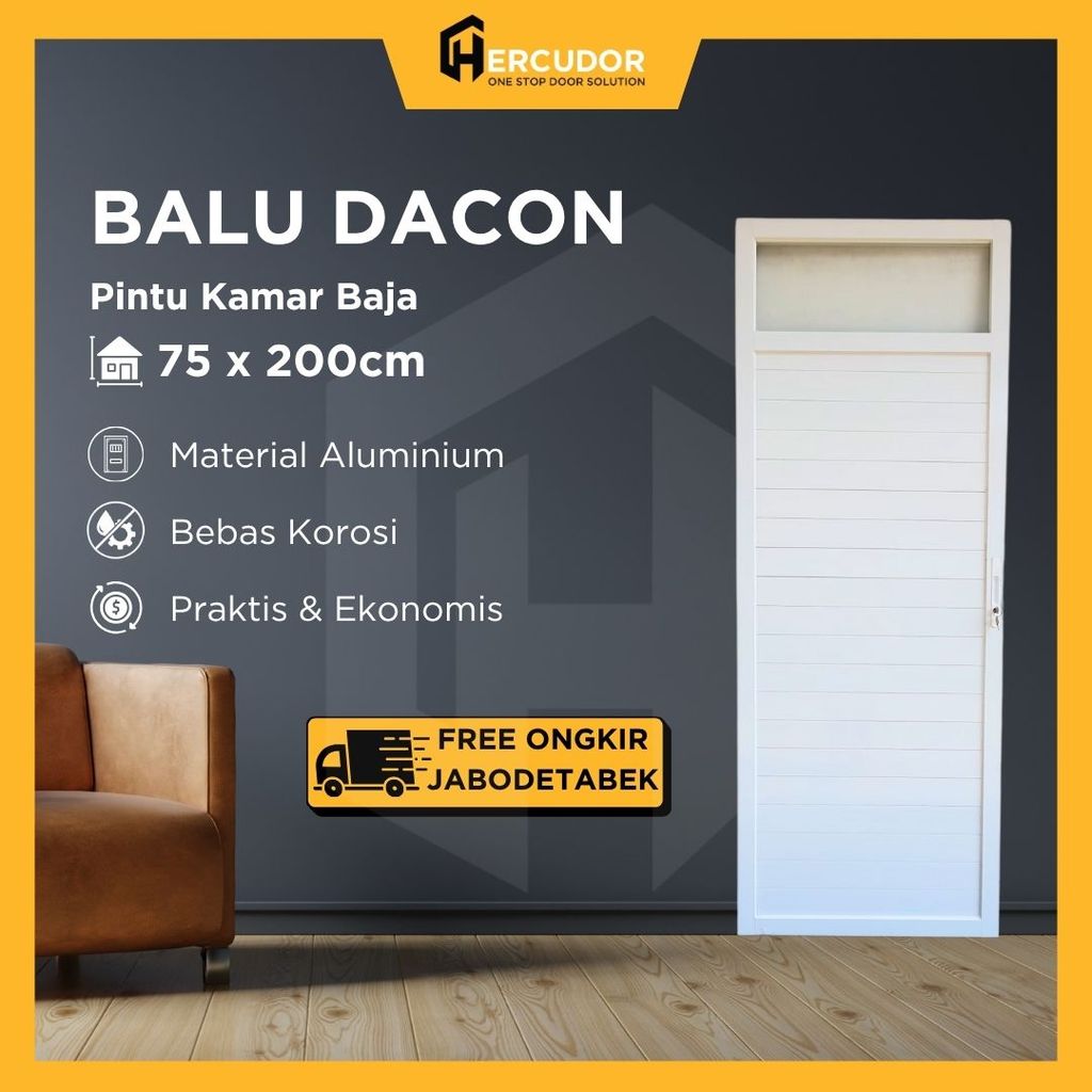 Pintu Aluminium Sliding Double Spandrel 75x200 - BALU