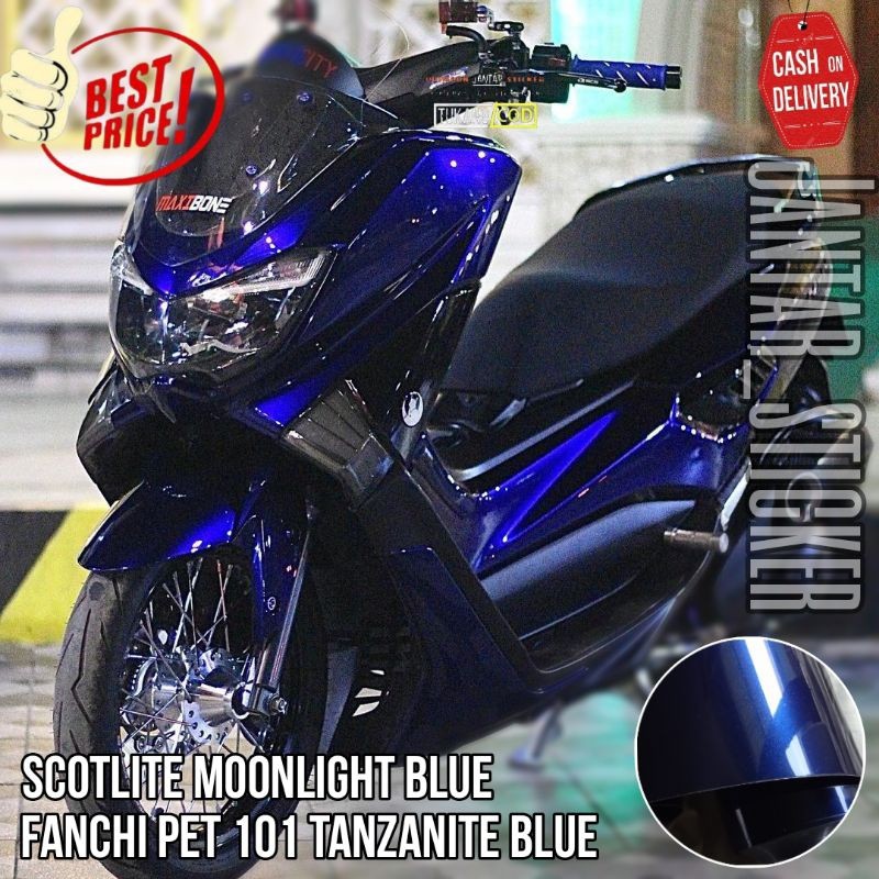TARTAR - Sticker Scotlite Hitam Lembayung Biru Fanchi Pet Tanzanite Blue Stiker Skotlet Motor Biru L