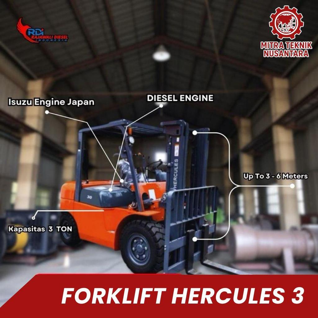Mitsubishi Forklift Hercules 3 Ton Mesin Diesel Manual untuk Angkat Barang dan Box dengan Kapasitas 