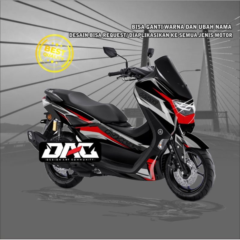 Stiker Sticker Decal full body tamaha nmax hitam abu merah grafis simple Murah