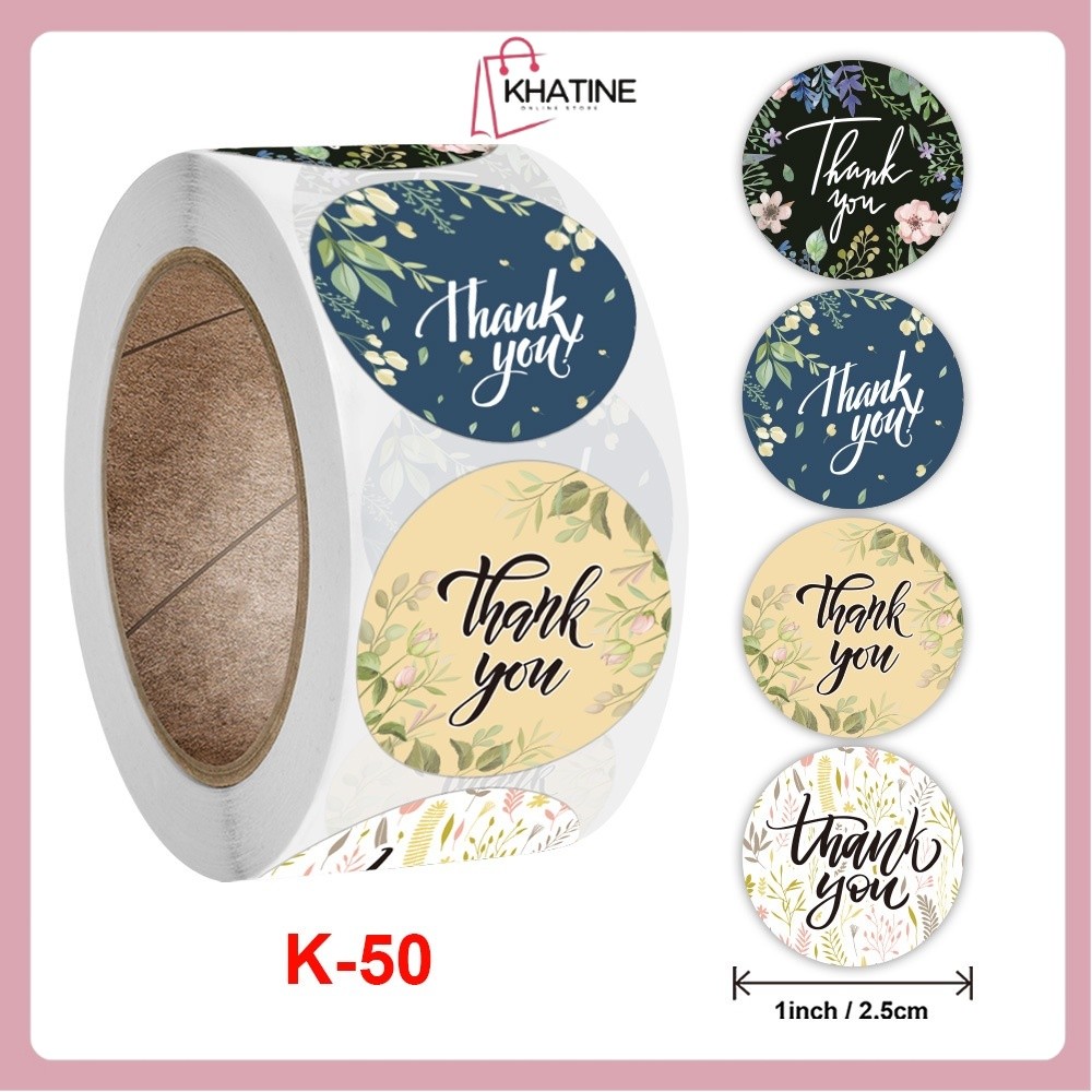 KHATIN (SLT04) Pcs Stiker Label Roll Thank You - Sticker Stiker Label Makanan Thank You For Order