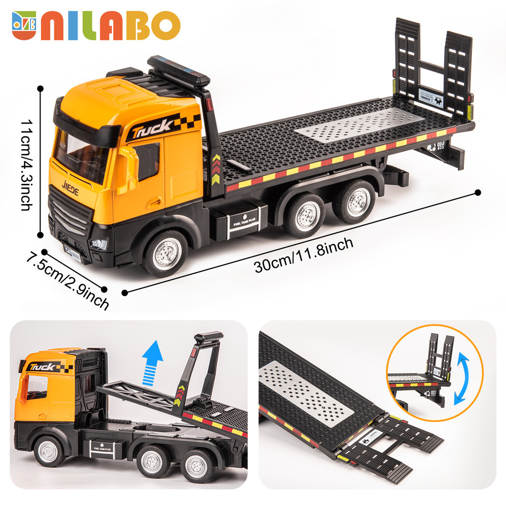 Alloy Construction Vehicles Toy Set for Ages 3-8-STEM Toys with Container Truck/Tower Crane/Excavato