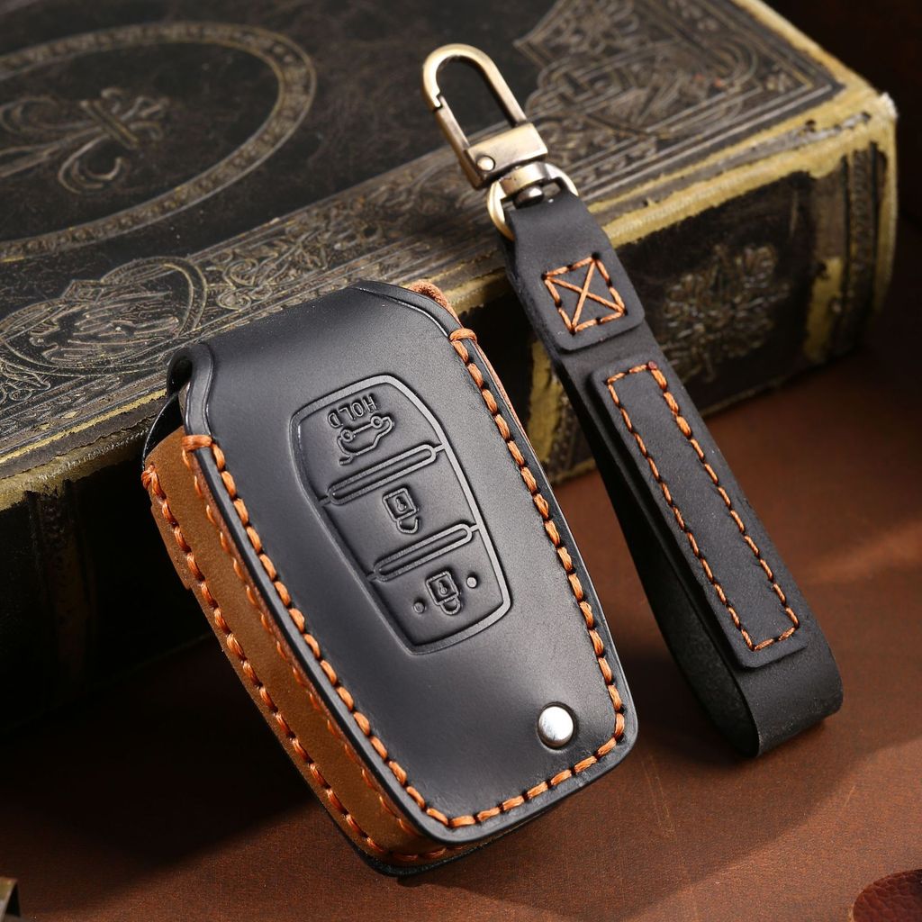Leather Car Key Cover Keyain Holder Case Protector for SsangYong Kyron Actyon Tivolan Korando Rexton