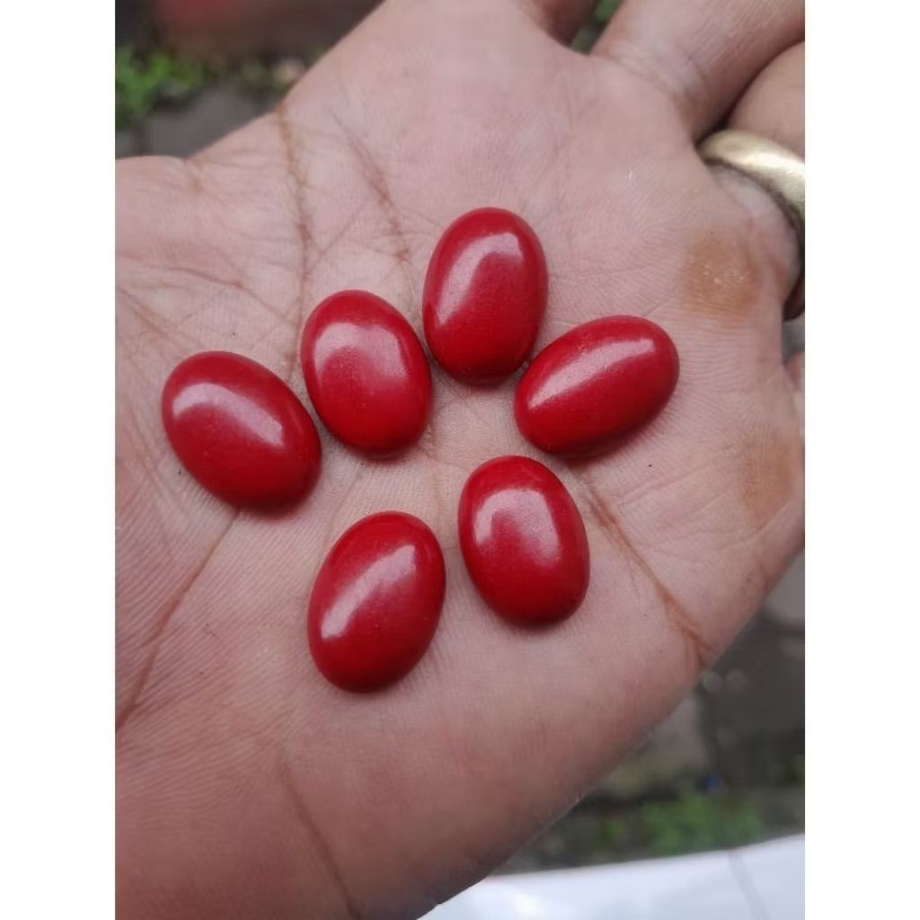 batu akik lepasan merah marjan ASLI 18mm