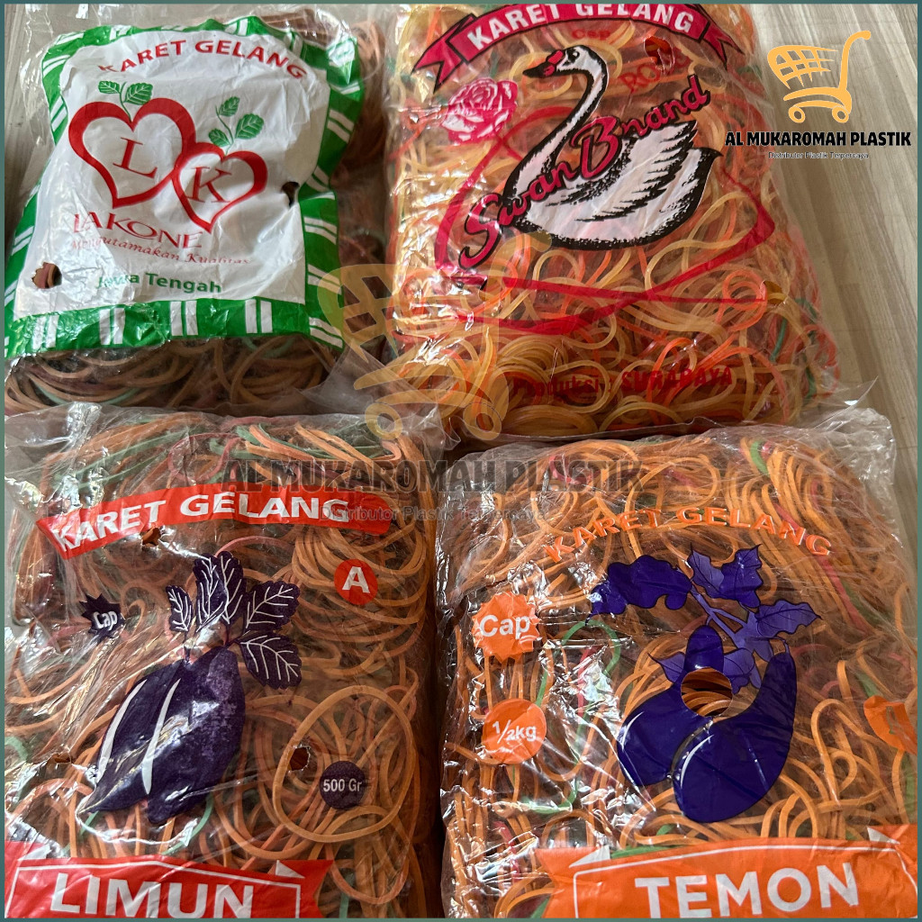 [500 gram] Karet Gelang Pentil bahan nilon Swan dan Karet Gelang Mentah