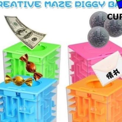 PROMO Cube Magic Puzzle 3x3 3D MAZE Puzzle Pink Merah Muda CELENGAN Piggy Bank Hadiah Cube - Warna