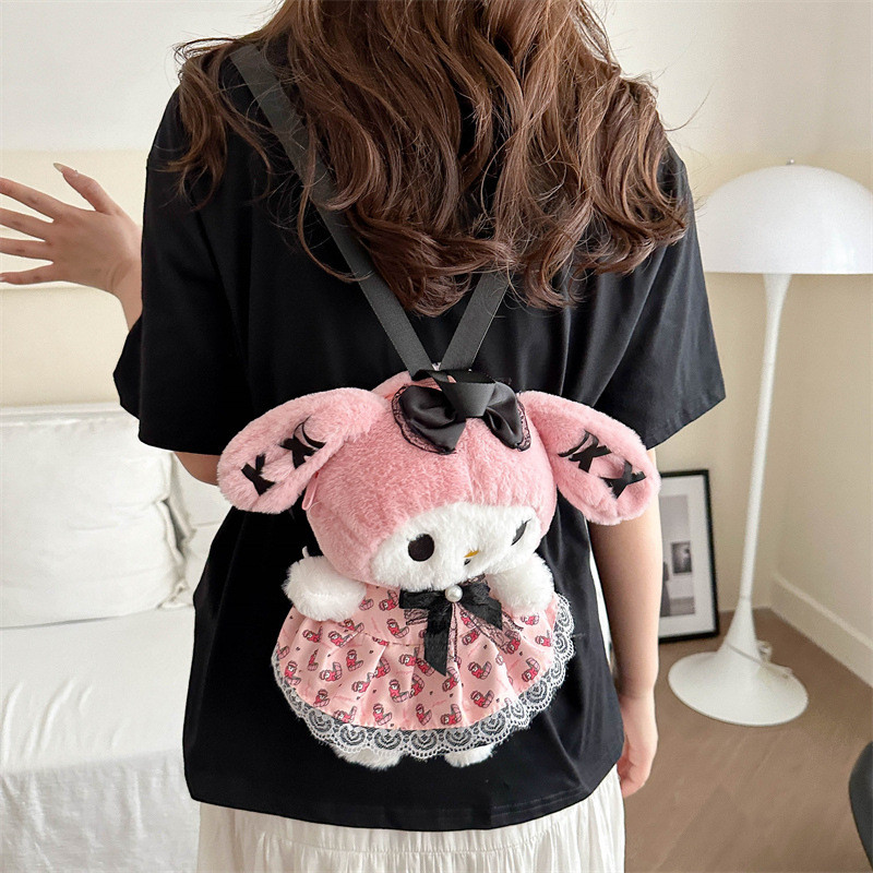 Tas Bulu Karakter Sanrio Kuromi/Melodi Tas Boneka Tas Punggung Cocok Untuk Berwisata Gaya Jepang