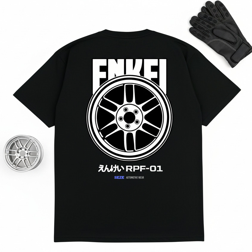 GILAN Kaos Baju Distro Unisex Gambar Mobil VELG PELEK ENKEI RPF01 Otomotif Original JDM LBWK