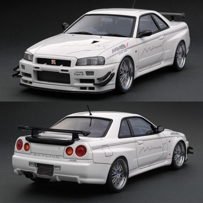 GND48 Ignition Model 1:18 Nissan Skyline GT-R R34 Mine's (White with BBS LM)