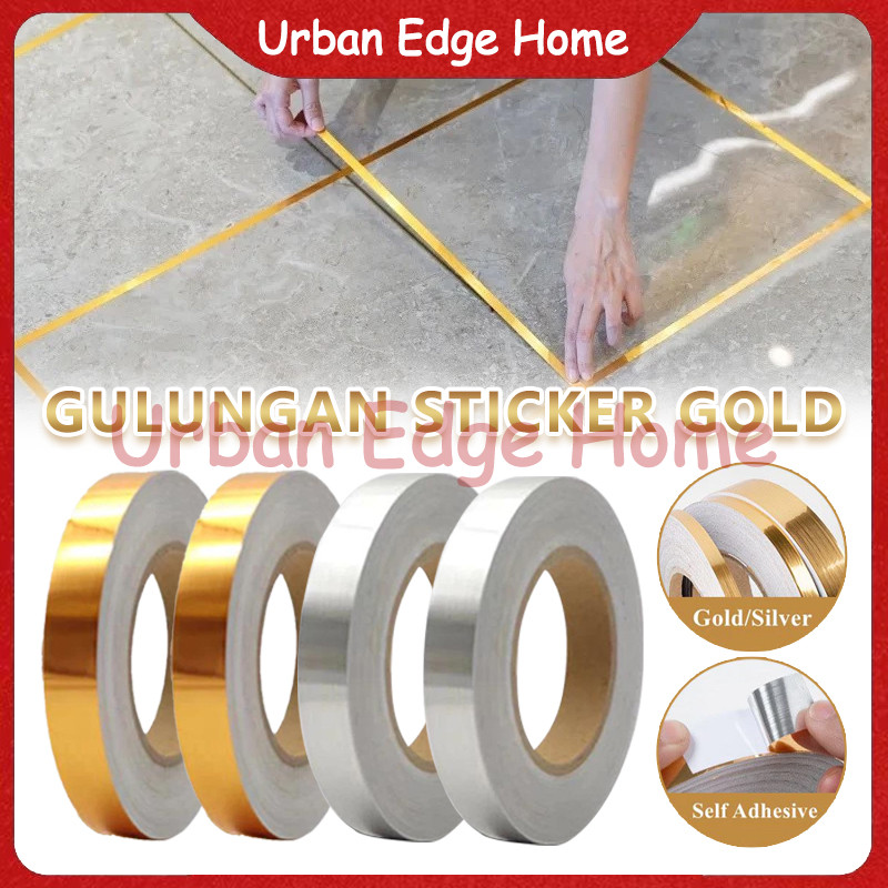 Stiker Gold Untuk Ubin & Keramik / Waterproof Floor Tile Stickers / 50m Gulungan Stiker Pembatas Ker