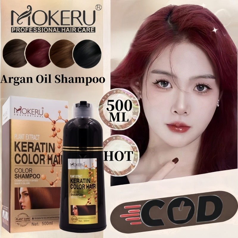 yuuhuuu % Mokeru Sampo Pewarna Rambut 500ml / Sampo Penghitam Rambut Uban / Sampo Semir Rambut Hitam