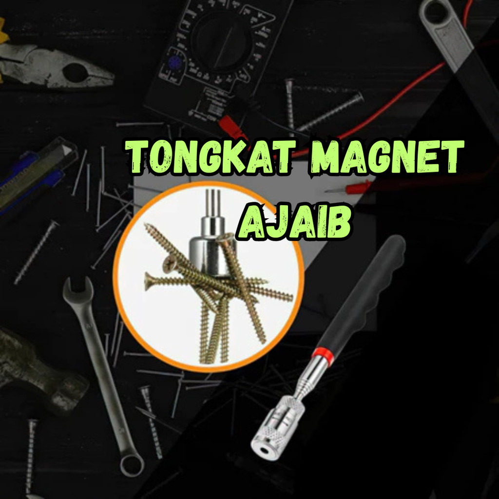 Teleskopik Tongkat Magnet Lampu Pengambil Barang Mur Baut Besi Jatuh Tongkat Telescopic