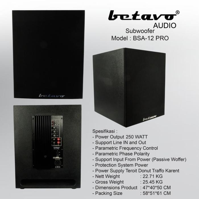 SUBWOOFER AKTIF BETAVO BSA 12 PRO / BSA12PRO / BSA 12PRO 12INCH