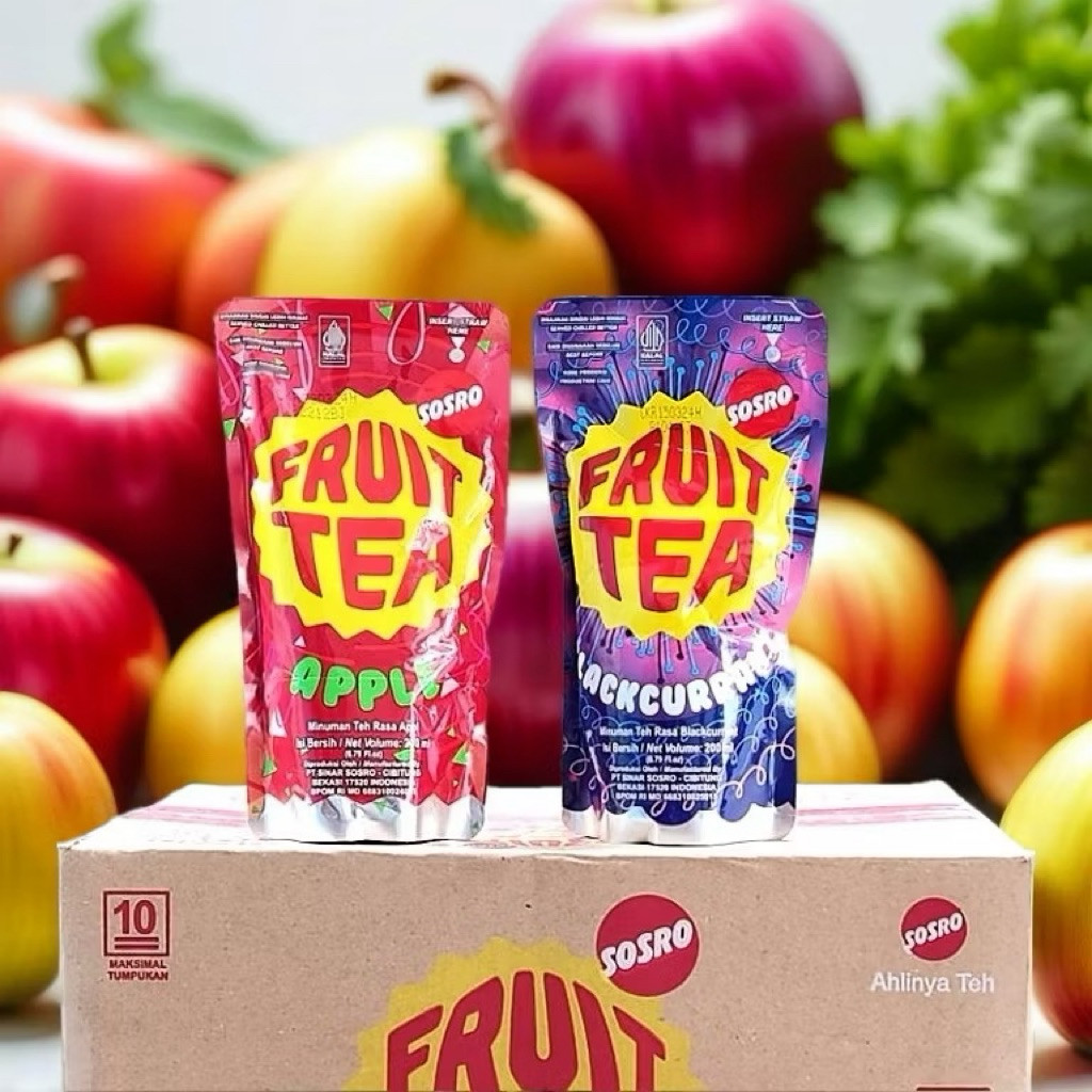 [  Promo ]  ||  Fruit Tea Pouch Karton 1 dus isi 24 x 200 ml | Sosro Fruitea | Teh Rasa Buah