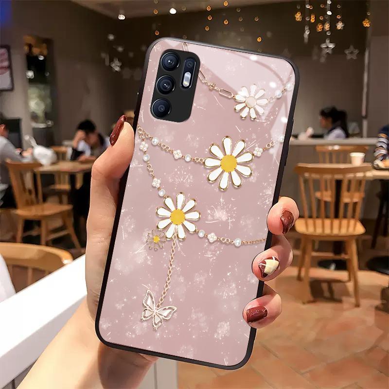 Case Hp OPPO Reno6 Lite Z Reno7 4G Reno8 T Reno11 F Find X3 K9x Glass Kaca Slikon Back Minimalis Kal